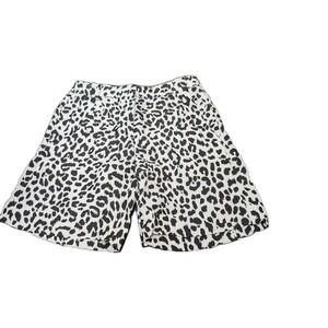 J. Crew Factory Shorts Sz 2‎ Womens Linen Blend Ruffle Black White Leopard Print